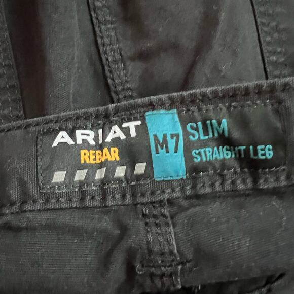 Ariat Rebar M7 Pants Mens 42 X30 Black DuraStretch Made Tough Straight Slim - Picture 5 of 12